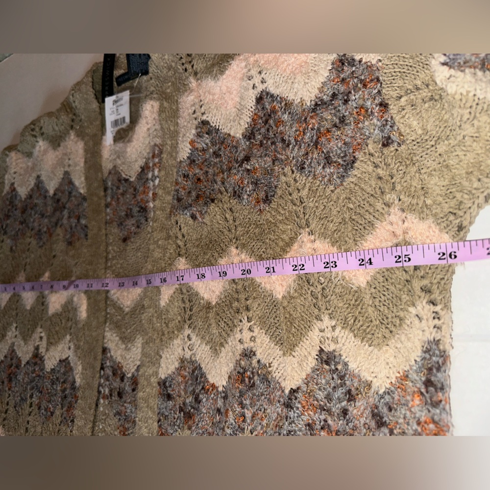 New Preswick & Moore Womens Long Cardigan Tans/ Pale Pink Boho/ Belt / size 2X - Picture 12 of 15